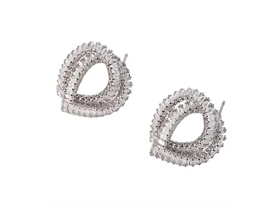 Silver Knot CZ Stud Earrings