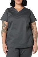 Amazon Essentials Women's Classic Fit V-Neck Short Sleeve Scrub Top, Charcoal, X-Large