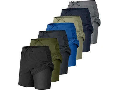 5Pk Asst Mens 2-in-1 Active Shorts