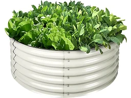 Olle B09NNGBH6T Round Raised Garden Bed 17” ivory