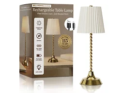 Bell + Howell NB-4126 Beaded Stem Pleated Shade Cream Lamp