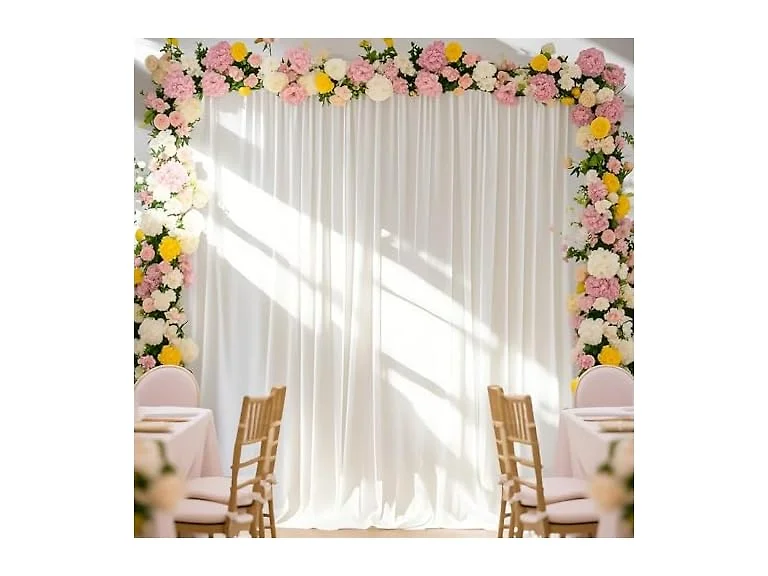 QueenDream Ivory Chiffon Wedding Backdrop 10x8ft