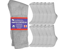 {12-Pairs} Cotton Diabetic Crew Socks