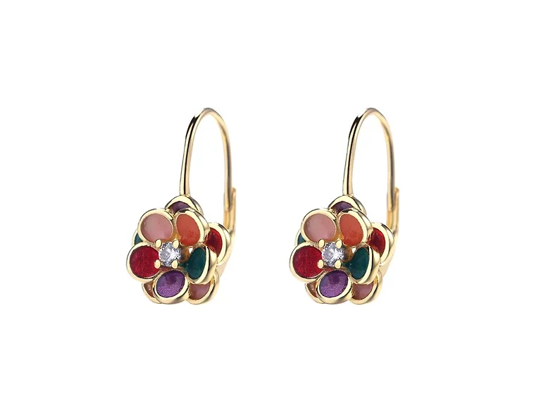 Crystal Multi Color Floral Earrings