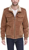 Levi's Men's Faux Leather Aviator Bomber Jacket Coat, Cognac, S