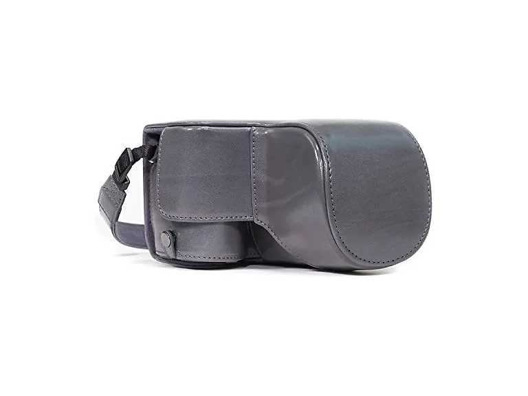 MegaGear Ever Ready Leather Camera Case and Strap (Gray)
