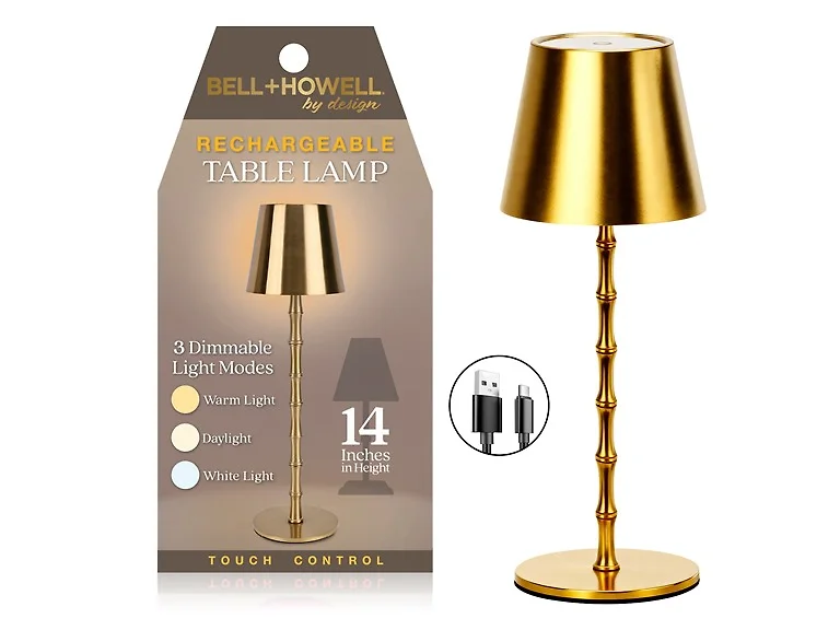 Bell+Howell Bamboo Design Gold Lamp