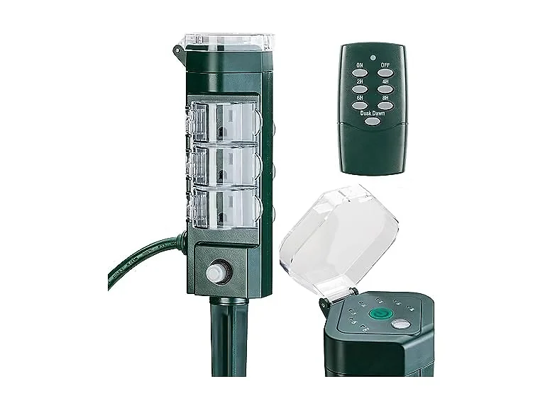HBN Outdoor Power Strip Timer w/Photocell & Remote