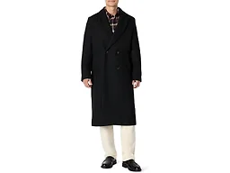 Amazon Essentials Men's Relaxed-Fit Double Breasted Wool Blend Longline Topcoat, Black, Medium