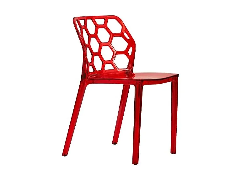 LeisureMod Dynamic Clear Acrylic Dining Chair Red