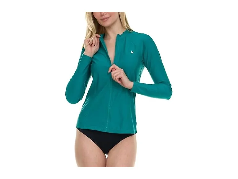Hurley Womens Full-Zip Rash Guard Shirt