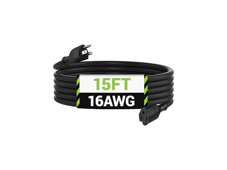 BN-LINK 15 ft Indoor/Outdoor Extension Cord 16/3 SJTW, Blac