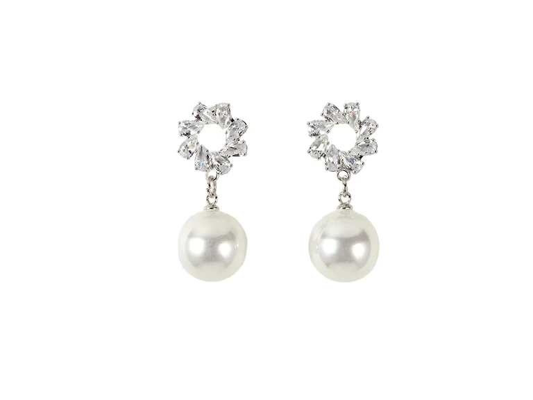 Silver CZ & Mother of Pearl Earrings