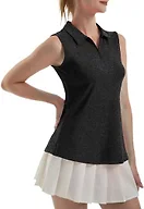 FKEEP Women's Sleeveless Polo Golf Tennis Shirt Tank Tops T-Shirts V-Neck with Collar Quick Dry Workout Athletic (Dark Grey, XS)