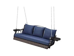 ZZW 8017 Heavy Duty 900 LBS Porch Swing Chair 3-Person Bro