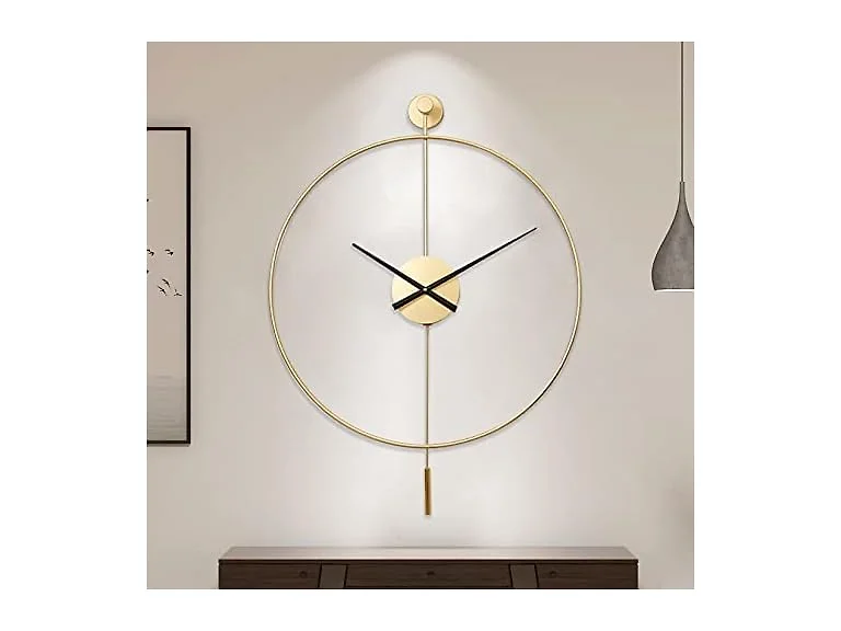 YISITEONE Wall Clock with Pendulum Gold