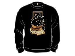 Cute Black Cat on Spellbooks