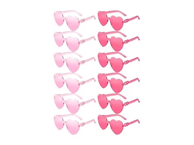 12 Pairs Heart Shaped Rimless Sunglasses