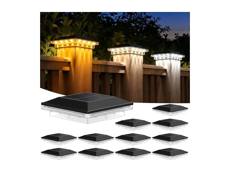4x4 Solar Post Cap 12-Pack 3-Mode Black