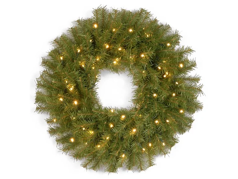 National Tree Company 24 in. Pre-Lit Norwood Wreath