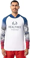 Realtree Men's Long Sleeve Patriotic Performance Fishing Hoodie, White/Realtree Patriotic, Small