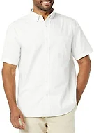 Amazon Essentials Men's Slim-Fit Short Sleeve Stretch Oxford Shirt with Pocket, White, X-Large