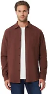 Amazon Essentials Men's Regular Fit Long-Sleeve Flannel Shirt, Soft Brushed Cotton, Lightweight yet Warm, Chocolate, Large