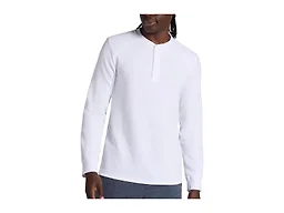 Gaiam Men’s Cozy & Cool Henley Shirt, Standard Fit, Stretch Midweight Micro Waffle Jacquard Material, Stark White, Medium