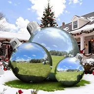 3PCS Silver Inflatable Mirror Ball, Big Inflatable Shinny Christmas Balls with Air Pump Reusable Large PVC Xmas Balloon for Christmas, Event Decoration, Party, Wedding Decor