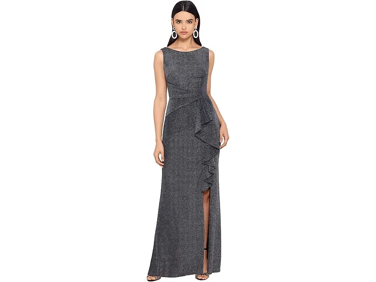 Betsy & Adam Women (6) Long Metallic Knit Gown