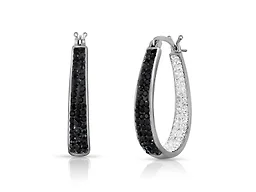 Italian Black & White Crystal Hoops