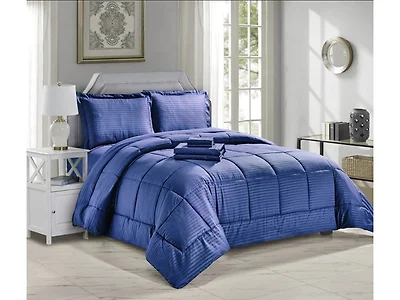 8-Pc Embossed Stripe Bed In A Bag Queen