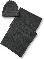Amazon Essentials Unisex Adults' Faux Mohair Scarf Hat Set for Women and Men, Charcoal Heather, One Size