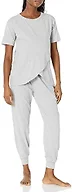 Amazon Essentials Women's Soft Cotton Modal Maternity and Nursing Pajamas, Short Sleeve Loungewear Sleepwear Set with Pants, Grey Heather, X-Small