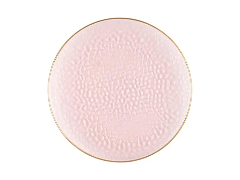 Pink/Gold Rim Hammered Chargers - 13" - 48CT