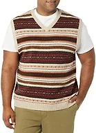 Amazon Essentials Men's Lambs Wool Sweater Vest, Oatmeal Heather Fair Isle, X-Small