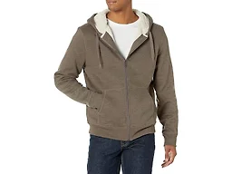 Amazon Essentials Men's Sherpa-Lined Full-Zip Fleece Hoodie Sweatshirt, Dark Brown, X-Small