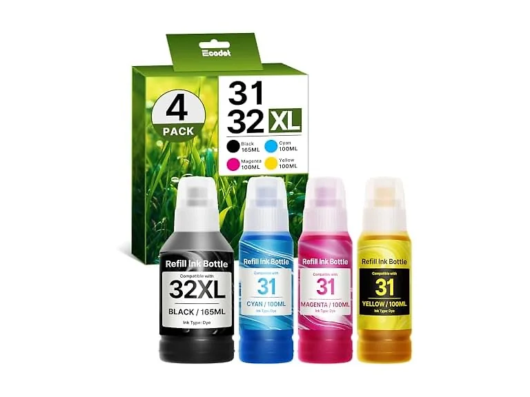 ecodot 31 32XL Refill Ink Bottle Set (4 Pack)