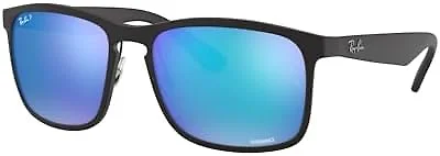 Ray-Ban RB4264 601SA1 58 58-18-145 Ray-Ban RB4264 Chromance Square Sunglasses MATTE BLACK/GREEN MIRROR BLUE POLICARBONATE POLARIZED