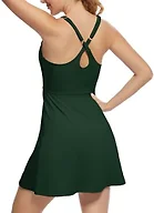 GGOV Tennis Dress for Women Athletic Golf Dress with Shorts and Pockets Backless Workout Dress with Adjustable Straps Green