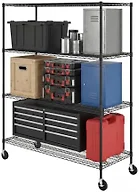 SafeRacks WS-602472-BW4 4-Tier Wire Rack w/Wheels 24x6