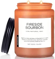 M&Sense Fireside Bourbon Scented Candle Smoky Wood Fragrance for Fall Decor