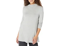 Amazon Essentials Women's Jersey Long-Sleeve Mock Neck Swing Tunic, Light Grey Heather, XX-Large