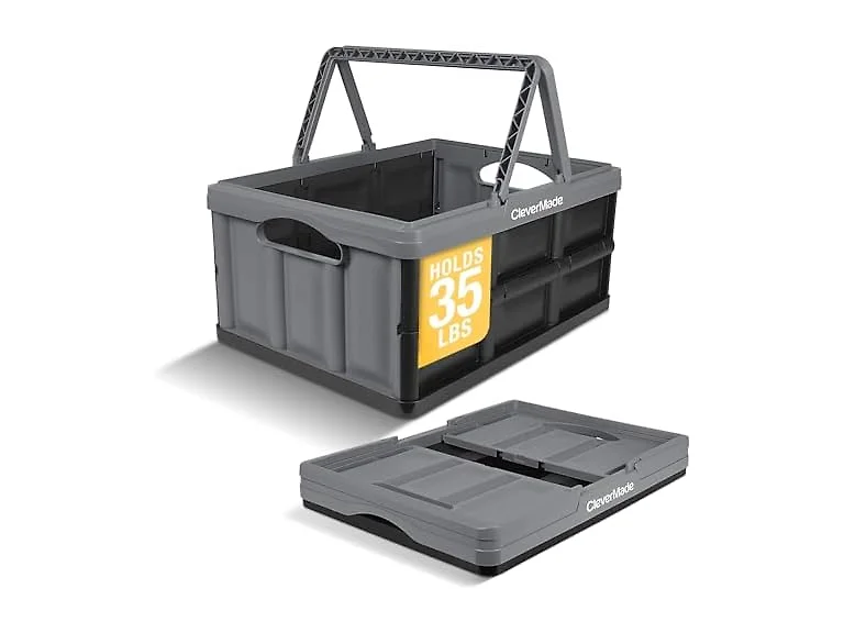 CleverMade Collapsible Shopping Basket 32L- Gray