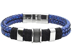 Blackjack Jewelry S-BJB254DBL Genuine Leather Double Strand Bracelet Blue 