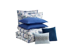 Sweet Home Collection SHC-MARG-COMF-Q Queen Margolis Bed In A Bag Comforter Set Dk Blue