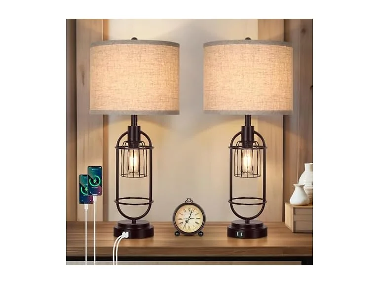 VerRon Table Lamp Brown 2 Pack