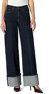 Amazon Essentials Women's High-Rise Wide Leg Cuffed Jean, Rinse, 18