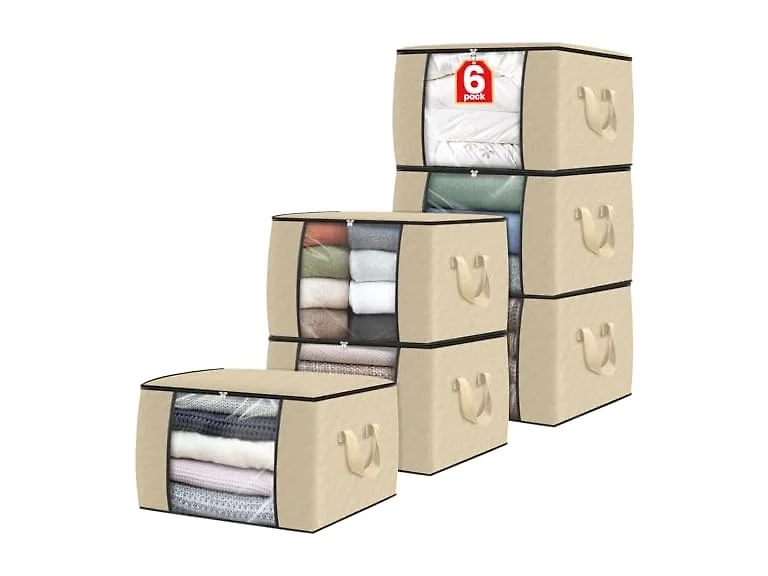 Fab totes 60L Beige 6 Pack Storage Bags