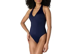 Amazon Essentials Girls' Women's Halter One Piece Swimsuit, Navy, Small